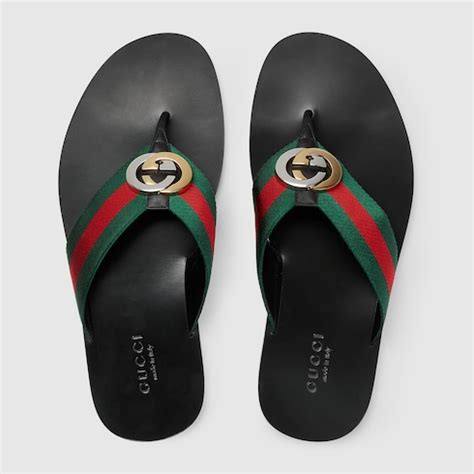 gucci men thongs|Men's Thong Sandal With Web In Green/Red Web.